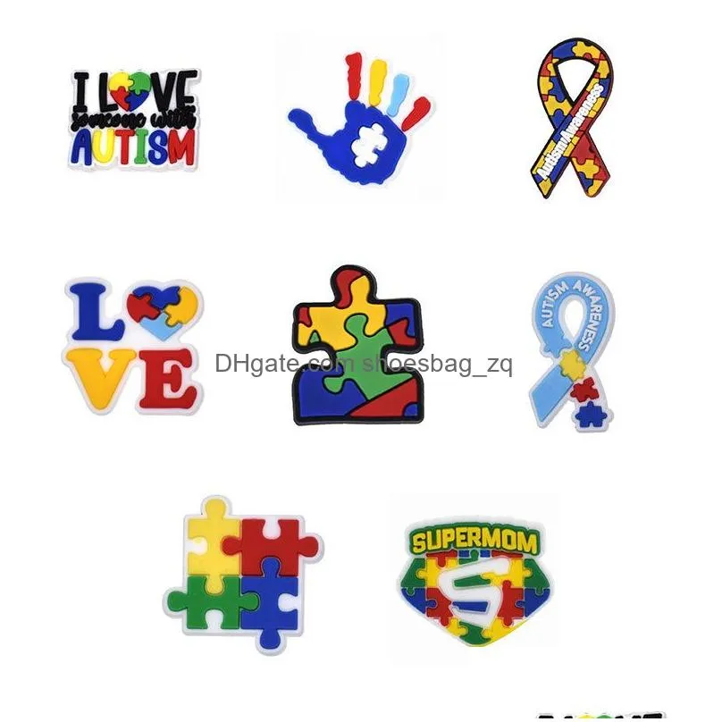 Wholesale Autism Awareness Croc Charms Clog Shoes and Wristband Bracelet Decoration Party Gifts