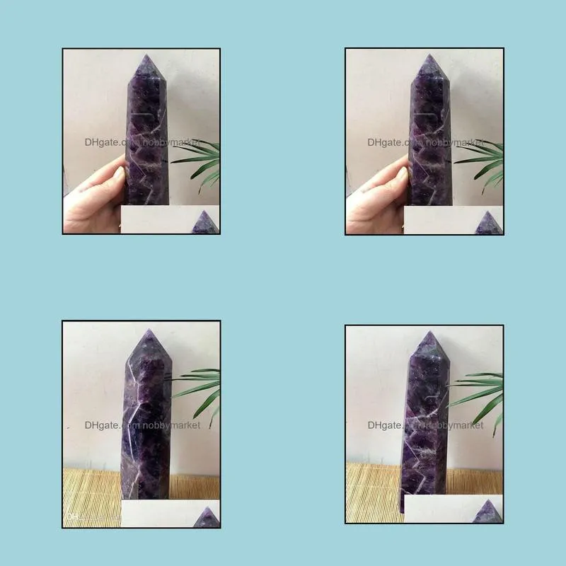 1PCS Natural Dream Amethyst Crystal Quartz Wand Points Healing