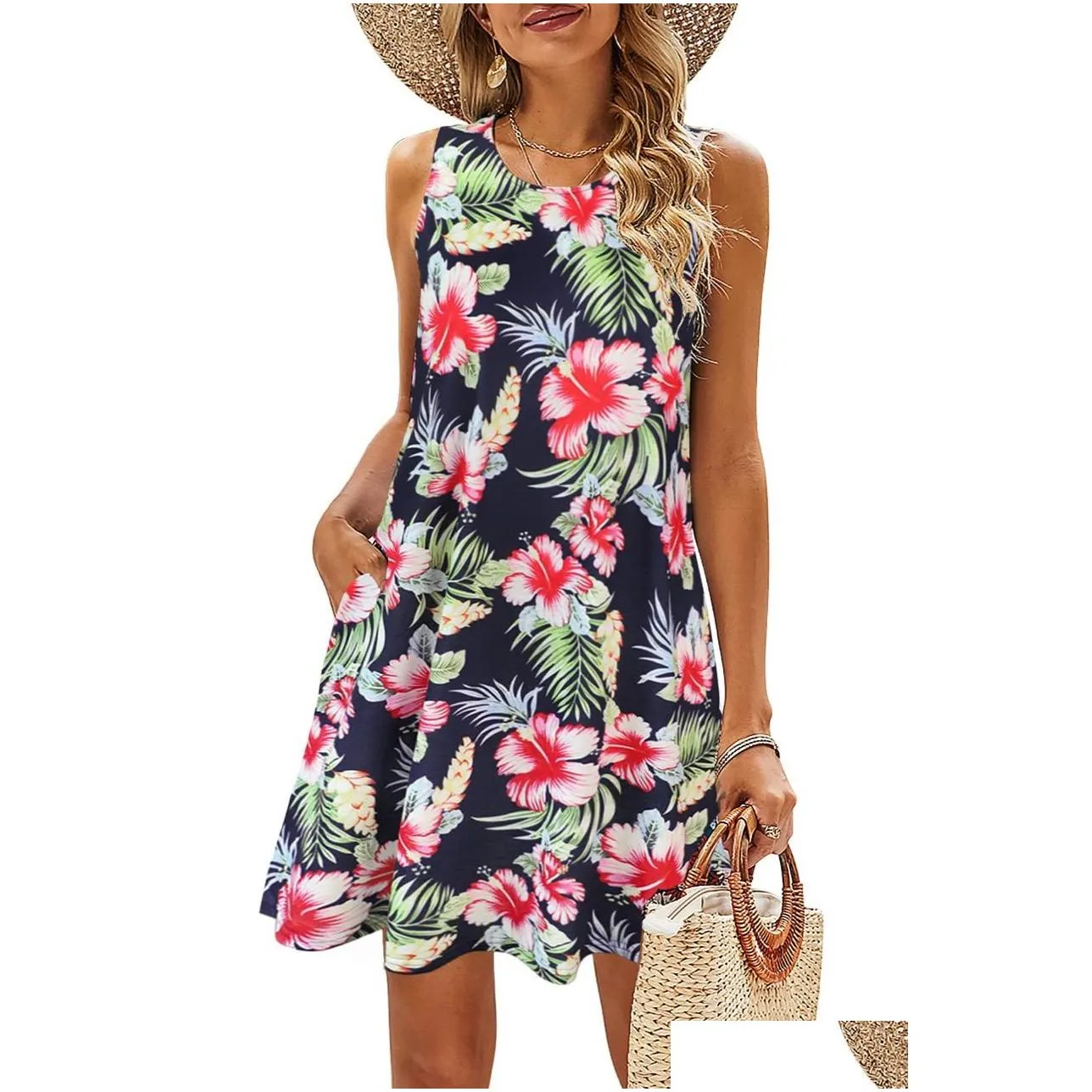 Basic & Casual Dresses Designer Dress For Woman Summer Dresss Vestidos Floral Knee Length Bohemian Sleeveless Sundresses Beach Petite Dhq3Z