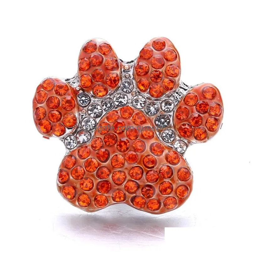 Charms Rhinestone Dog Paw Snap Button Heart Jewelry Findings 18Mm Metal Snaps Buttons Diy Bracelet Jewellery Wholesale Drop Delivery C Dhmis