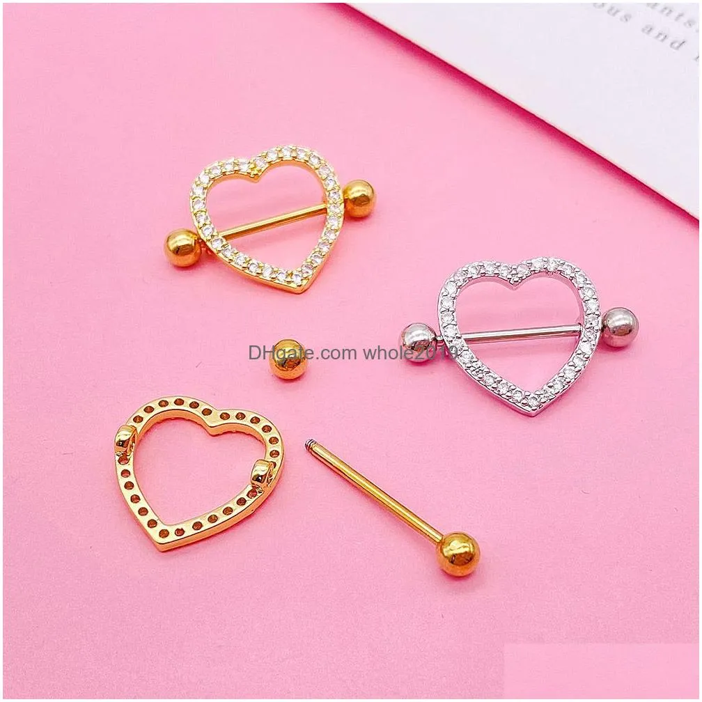 Nipple Rings 1Pc Titanium Barbell Piercing Inlaid Zircon Breast For Women Y Body Jewelry Drop Delivery Dh5U1