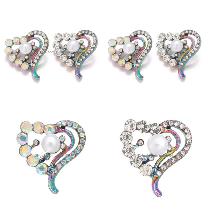 Clasps & Hooks Noosa Plating Dazzling Rhinestone Heart Snap Buttons Fit Diy 18Mm Button Bracelet Necklace Acc Ingredients Supplier Jew Dhs02