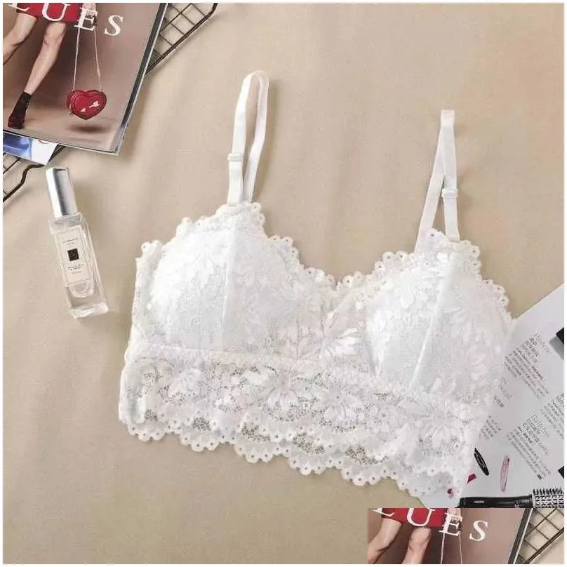 Bras Women Lace Bra Y Lingerie French V Neck Cropped Female Intimates Seamless Underwear Embroidery 240410 Drop Delivery Dh2Vo