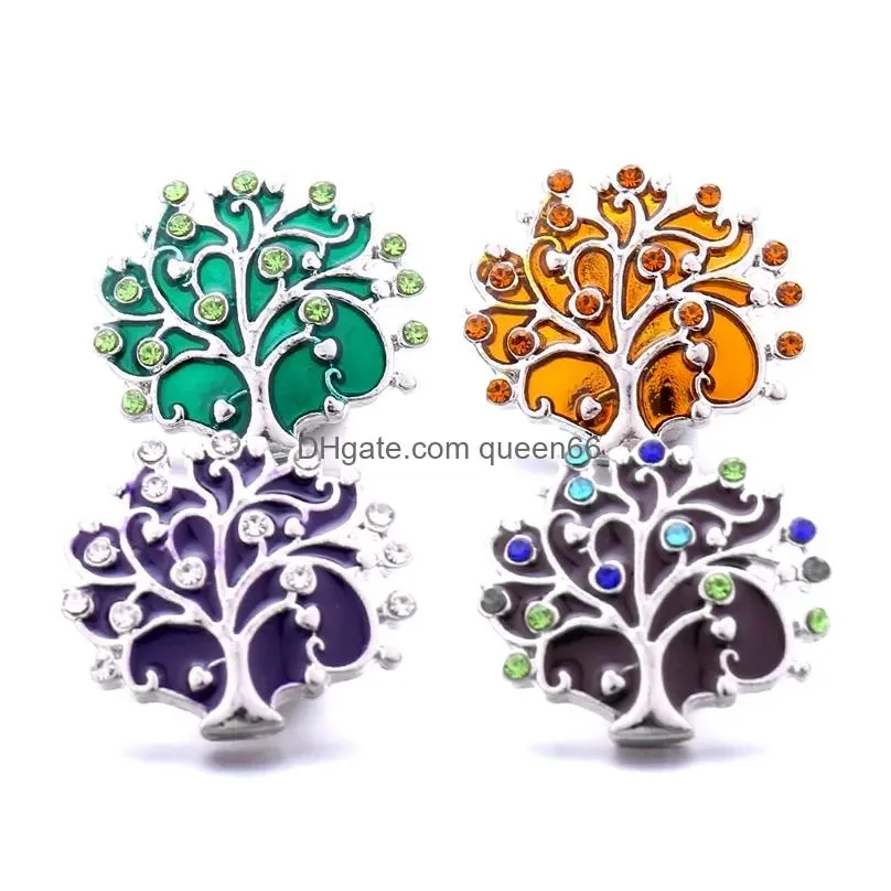 Clasps & Hooks Healing Rhinestone Chunk Tree 18Mm Snap Button Zircon Charms Bk For Snaps Diy Jewelry Findings Suppliers Gift Drop Deli Dht0O