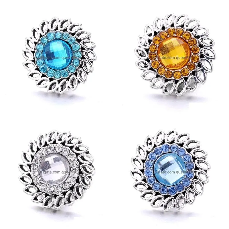 Clasps & Hooks Colorf Rhinestone Fastener 18Mm Snap Button Clasp Metal Charms For Snaps Jewelry Findings Suppliers Drop Delivery Compo Dhh86