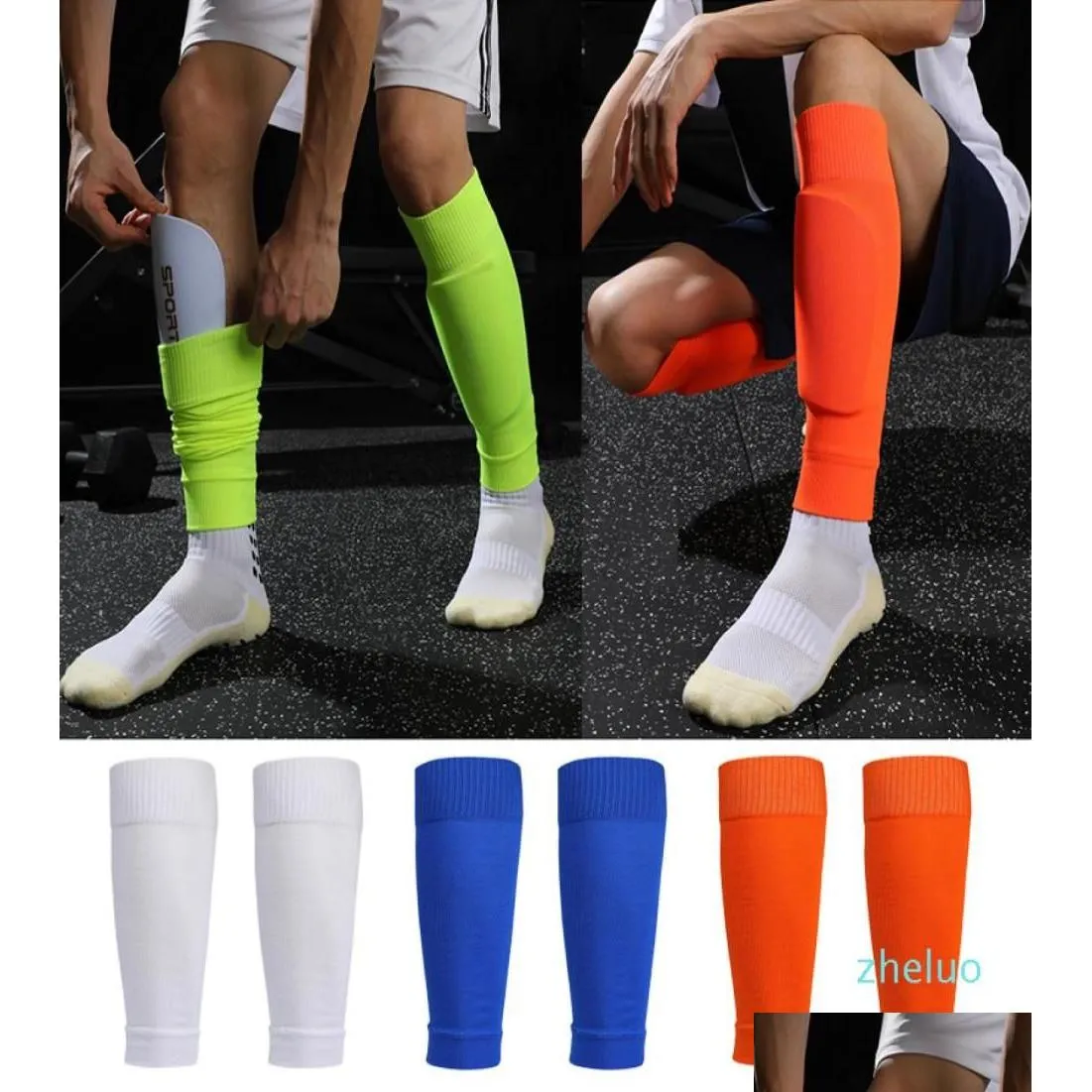 1 Pair Hight Elasticity Soccer Football Shin Guard Adults Socks Pads Professional Legging Shinguards Sleeves Protective Gear1491754