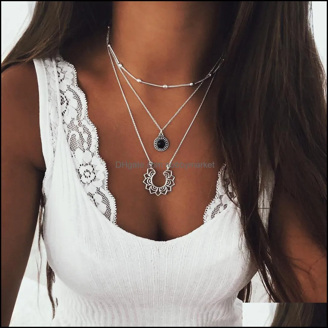 Womens Necklace A Variety Of Ladies Simple Necklace Sstar Fashion Girl Combination Necklace Jewelry Gift