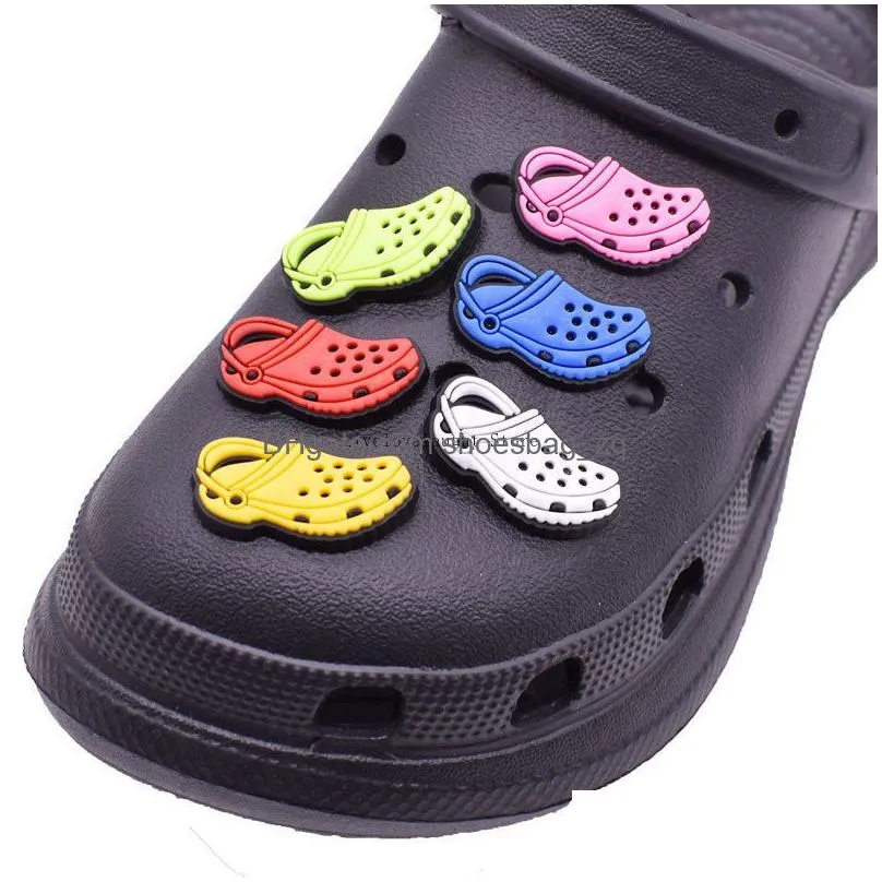 Wholesale Mini Clog Soft Rubber Pvc Croc Shoe Charm Parts Accessories Decoration Buckcle for Clog Bracelet Wristband