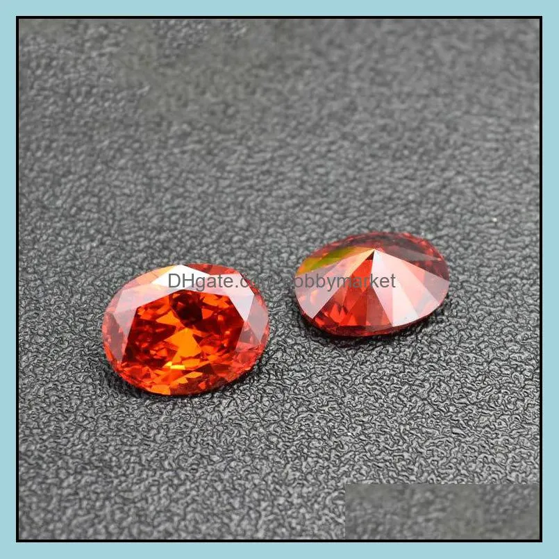 Orange Red Color Stone 8 Sizes 2x3mm-4x6mm Oval Machine Cut Cubic Zirconia Synthetic Loose Gemstone Beads For Jewelry Making