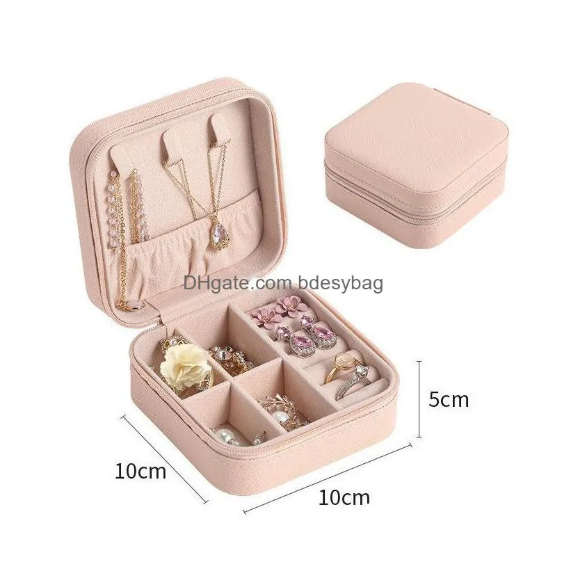 Jewelry Boxes Box Portable Travel Display Pu Leather Case Small Necklaces Earrings Rings Holder Storage Organizer Drop Delive Dhgarden Dhywx
