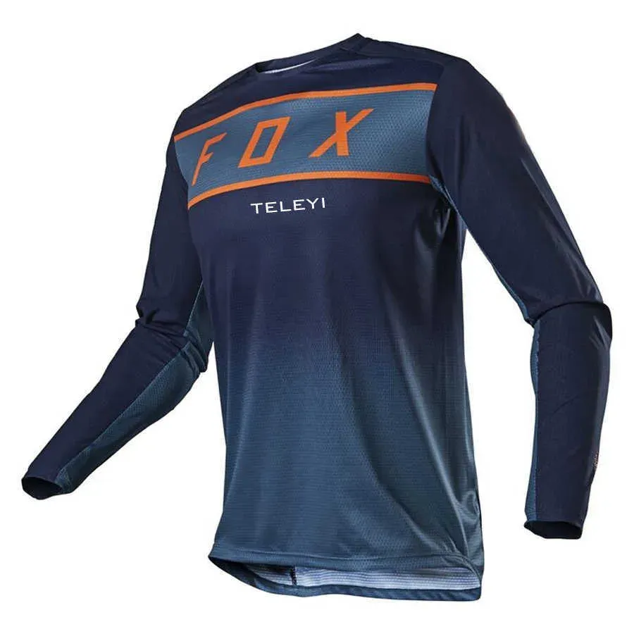 2023 fox teleyi Men Downhill Jerseys MTB Mountain Bike Shirts Offroad Motorcycle Jersey Motocross Cycling Clothing