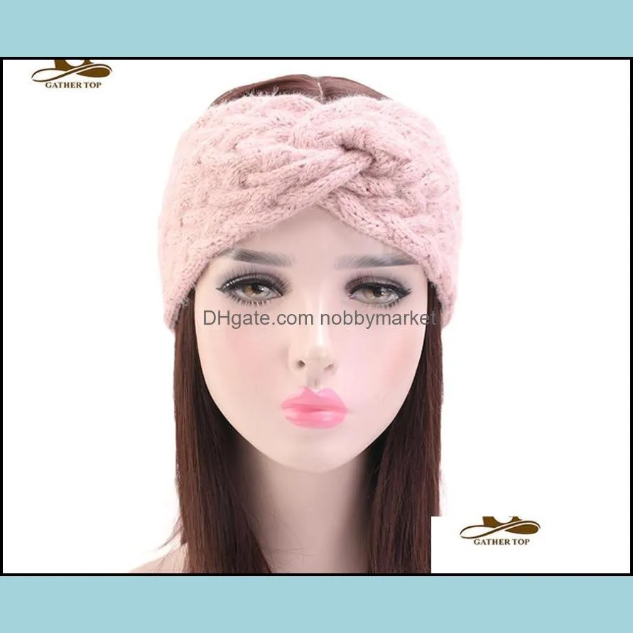 Winter Cashmere Hairbands Hot Knitted Crochet Twist Headbands Winter Ear Warmer Elastic Hair Bands Wide Headwrap Headband Hair