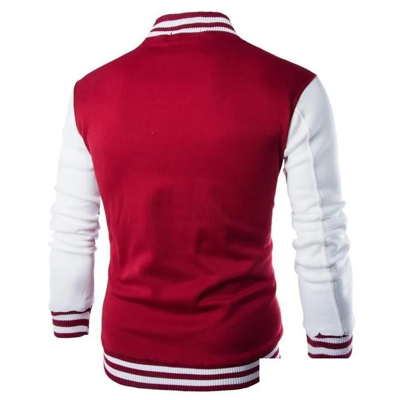 Men`S Jackets Men Boy Baseball Jacket Fashion Wine Red Slim Fit College Varsity Male Stylish Homme 3Xl Drop Delivery Apparel Clothing Dhik9