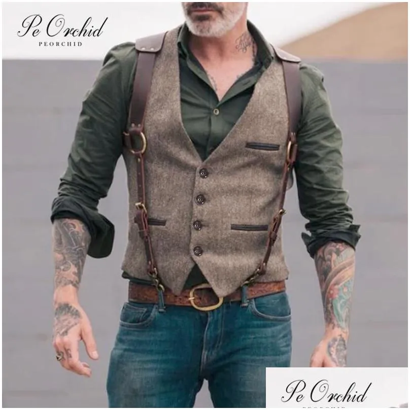 Men`S Vests Vintage Mens Vest Formal Waistcoat For Men Fashion Casual Business Groomsmen Wedding Colete Drop Delivery Apparel Clothing Dhczt