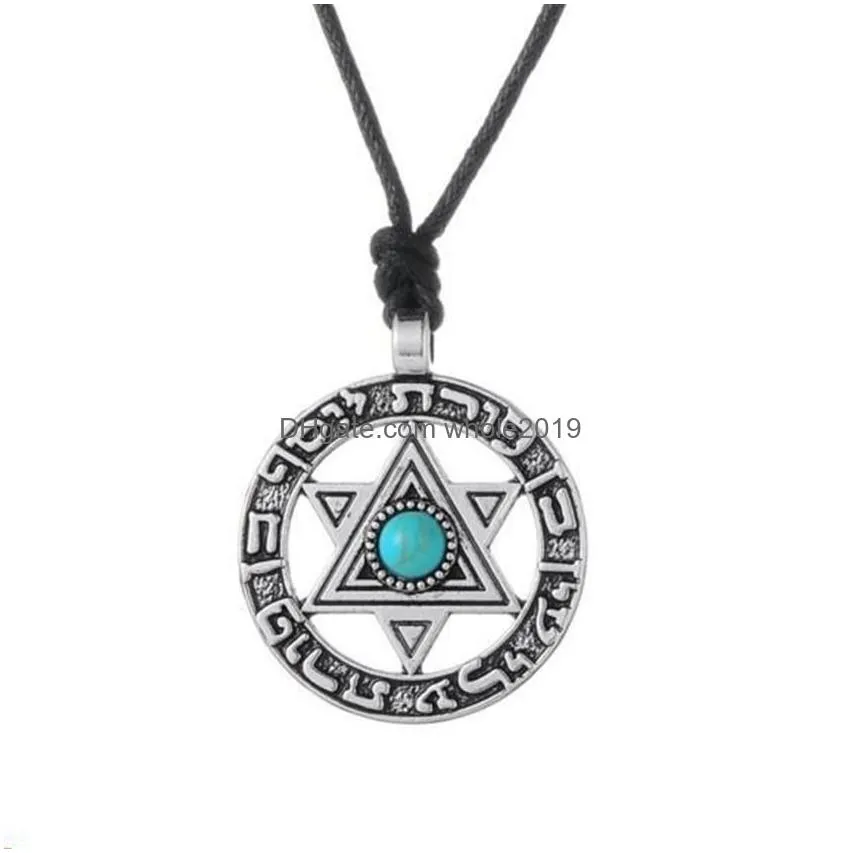 Pendant Necklaces W9 Norse Star Of David Hexagram Vine Wiccan Jewish Talisman Necklace2575880 Drop Delivery Jewelry Pendants Dhdx4