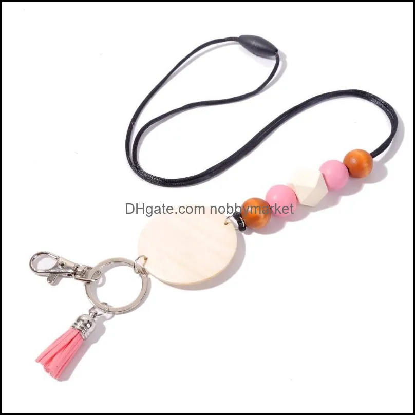 2021 Personalized Silicone Beads Monogram Disc Necklace Keychain Teacher Nurse ID Card Breakaway Lanyard