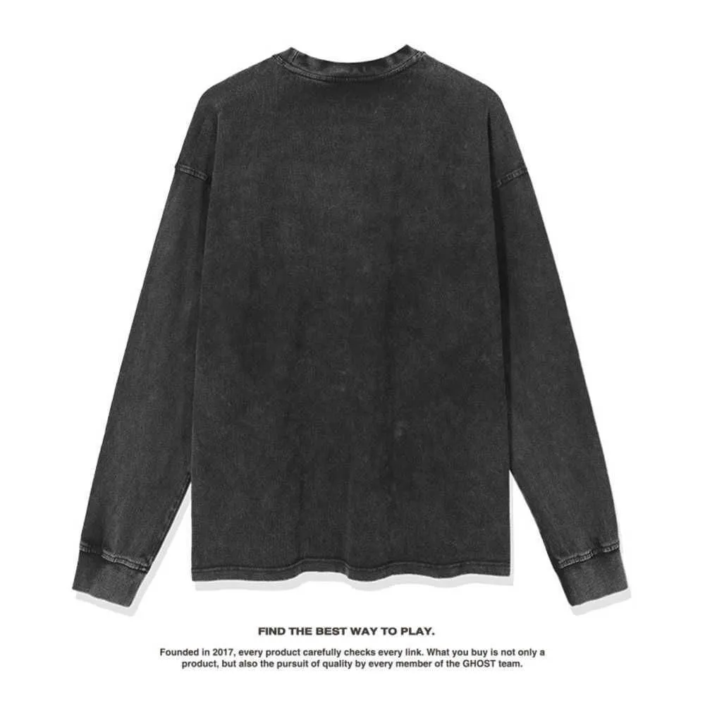 Autumn and Winter New American Illustration Figure Long Sleeve T-shirt Pure Cotton Men`s Women`s Underlay Round Neck Fashion48e0