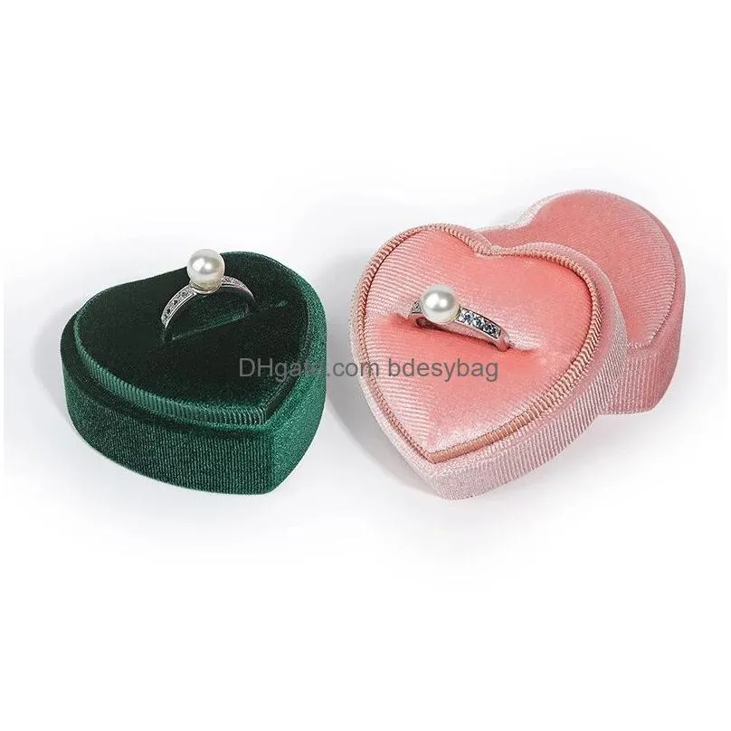 Jewelry Boxes Veet Box Heart Shaped Ring Rings Earrings Necklace Storage Cases For Proposal Engagement Wedding Drop Delivery Dhgarden Dhcee