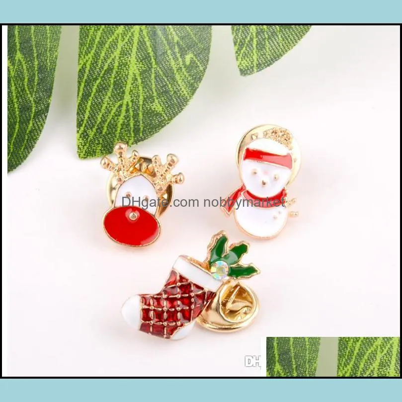 3 Styles Creative Cartoon Christmas Brooches Cute Santa Claus Jingle Bells Socks Donuts Candy Enamel Pins XMAS Jacket Badges Brooch