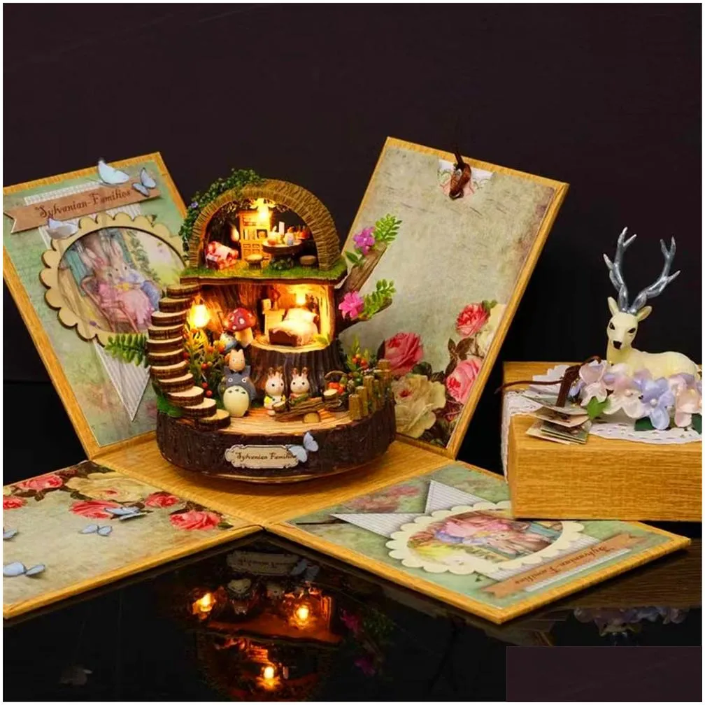 Novelty Items My Neighbor Totoro Music Box Diy Handmade Led Castle In The Sky Children Toys Birthday Romantic Gift Valentines Day Pre Dh7Zs