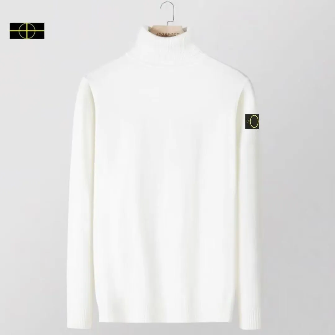 2023Plus Size Stone High Neck Sweater Men`s Island Warm 2023 New Fashion Autumn/Winter Knitted Single Piece Solid Color