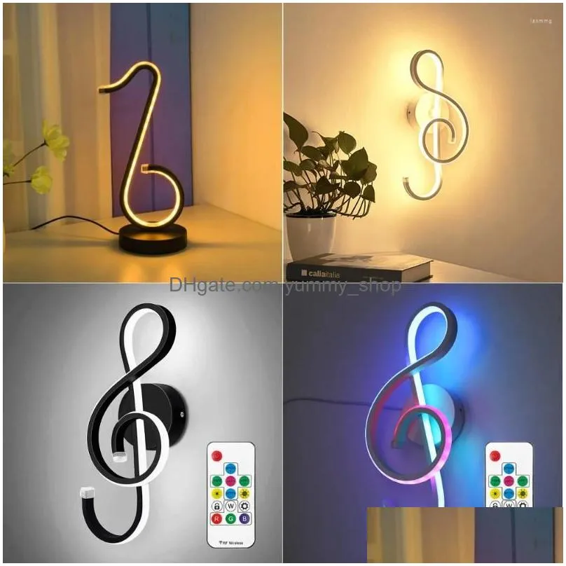 wall lamp nordic style led light rgb lamps musical note shaped bedside night modern lights for room decor indoor