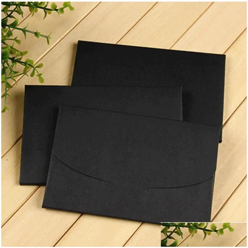 Gift Wrap 10 Black Kraft Paper Cardboard Envelope Bags Wedding Invitation Card Packaging Boxes Pos Postcards Envelopes 240205 Drop Del Dhanq