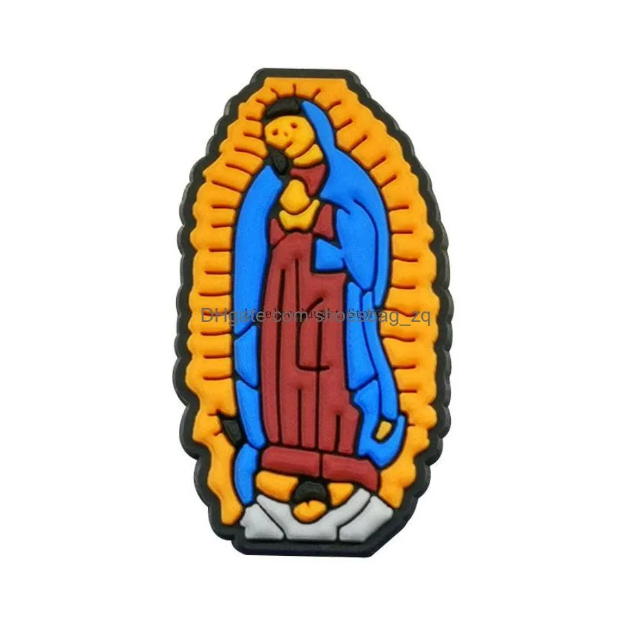 Factory Direct Wholesale Virgin Mary Christian Religious Croc Shoe Charms for Bracelet Wristband Boys Girls Kids Adults