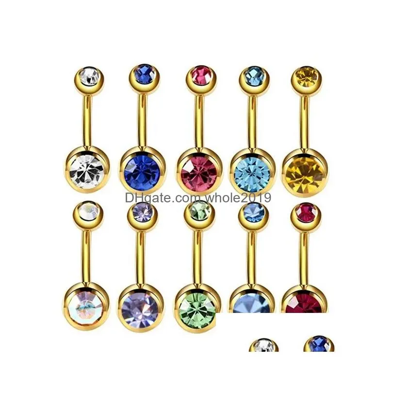 Navel & Bell Button Rings 20Pieces 14G 316Lstainless Steel Assorted Colors Curved Belly For Women Naval Screw Body Jewelry Stud Pierc Dhbpd