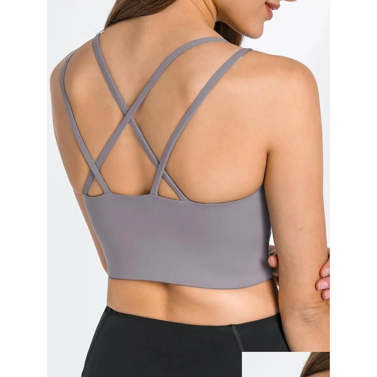 set nepoagym brave women strappy longline sports bras cross back medium support soft yoga bra push up naked feel gym bra
