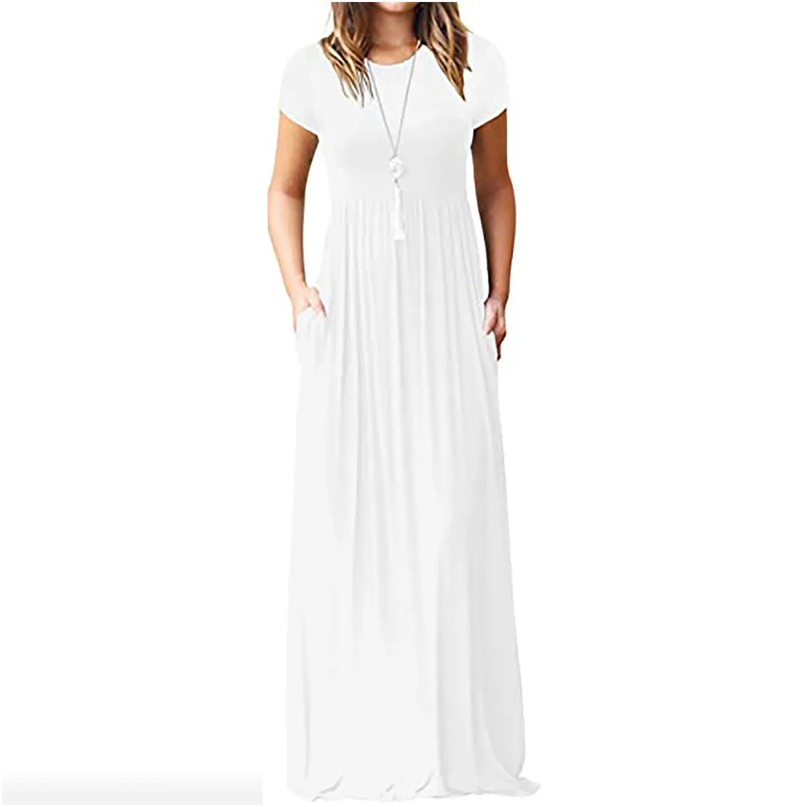 Basic & Casual Dresses Summer Dress Plus Size Womens Clothing Designer Women Short Sleeve Loose Plain Long Maxi With Pockets Clothes Dh48Q