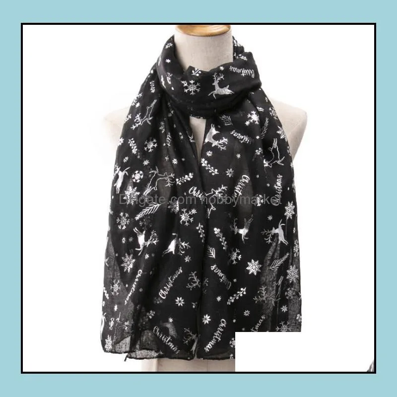 Light weight Christmas Infinity Scarf for Women New Arrival Fashion Deer Christmas Tree Snowflower Print Soft Girls Scarves Shawls