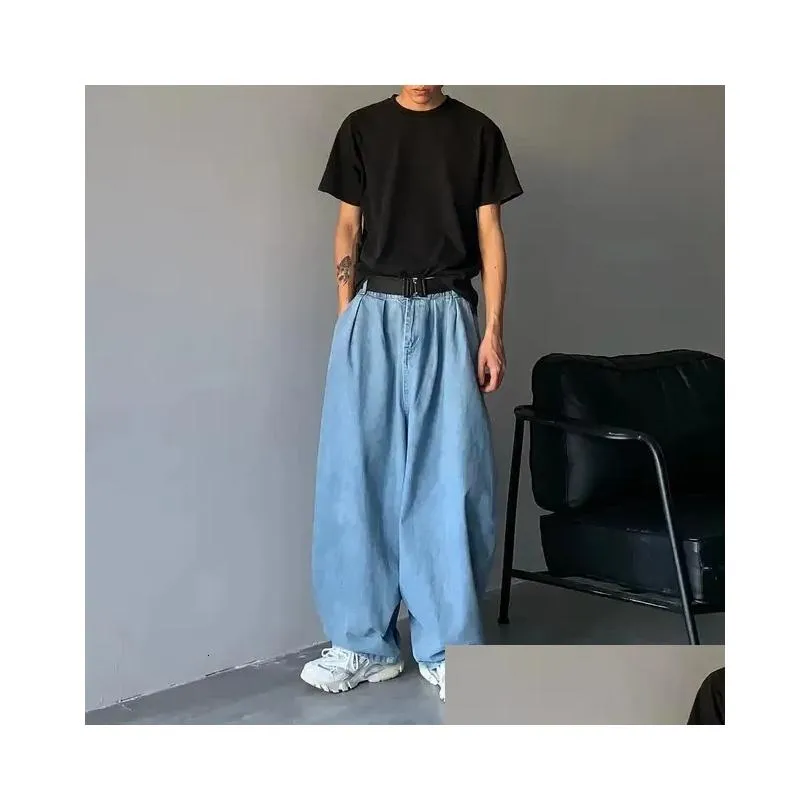 Men`S Jeans 5Xl Wide Leg Cargo Pants Streetwear Baggy Spring Summer Men Trousers Korean Fashion Loose Straight Brand Clothing 231220 Dhbaj