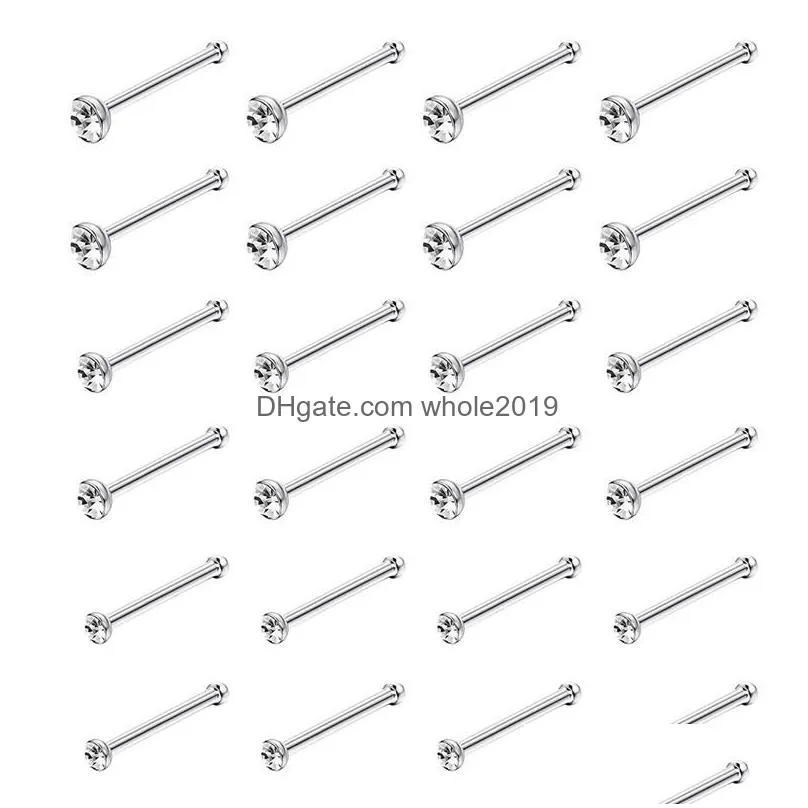 Nose Rings & Studs 60Pcs Stainless Steel Piercing Pin Body Jewelry 1.5Mm 2Mm Drop Delivery Dhklo