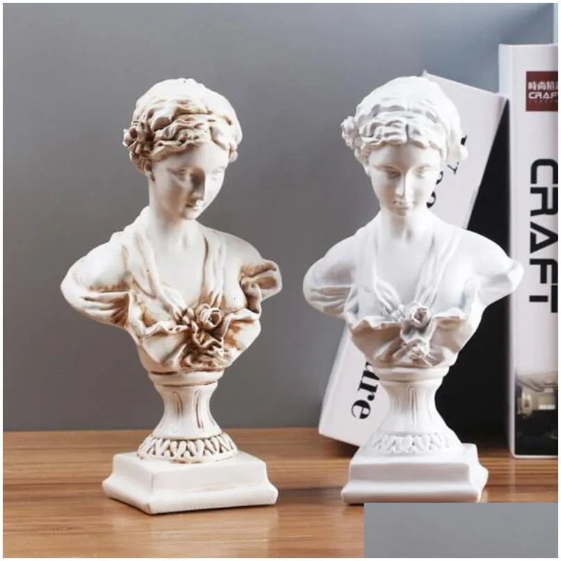 Decorative Objects & Figurines Resin Statue Home Scpture Character Ornaments Room Ation Accessories Art Desktop European Style 230302 Dhf94