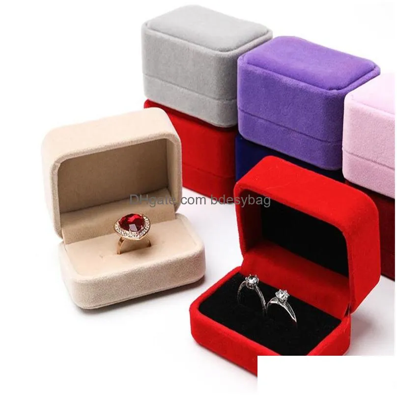 Jewelry Boxes Veet Ring Box Couple Double Storage Earrings Organizer Holder Gift Display Package For Engagement Wedding Drop Dhgarden Dhmwk