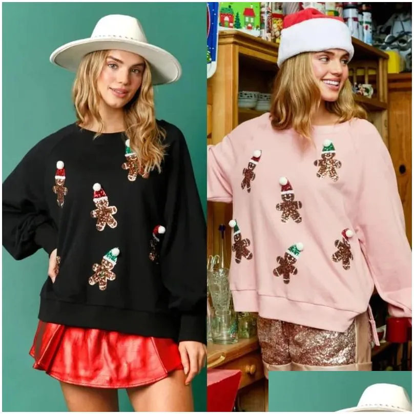 Women`S Hoodies & Sweatshirts Womens 2024 New Year Christmas Nutcracker Sweatshirt Plover High Waited Shorts Wear Sequin Dresses Long Dhao8