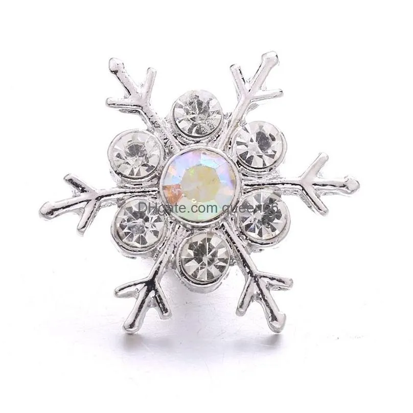 Clasps & Hooks Varieties Rhinestone Snowflake Chunk Clasp 18Mm Snap Button Zircon Charms Bk For Snaps Diy Jewelry Findings Suppliers C Dhqpk