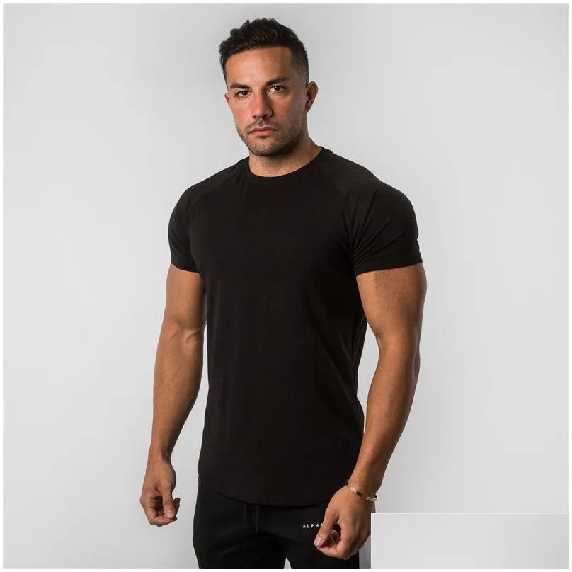 New Summer Fashion Mens Short Sleeve T-Shirts Bodybuilding and Fitness Mens Gyms Clothing Workout Cotton T-Shirt