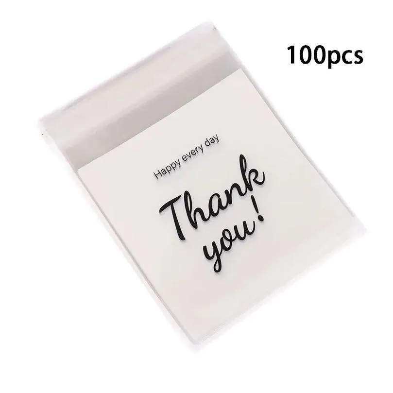 Gift Wrap 100 Plastic Bags Thank You Cookie Self-Adhesive Candy For Weddings Birthdays Parties Baking Packaging Drop Delivery Home Gar Dhmz1