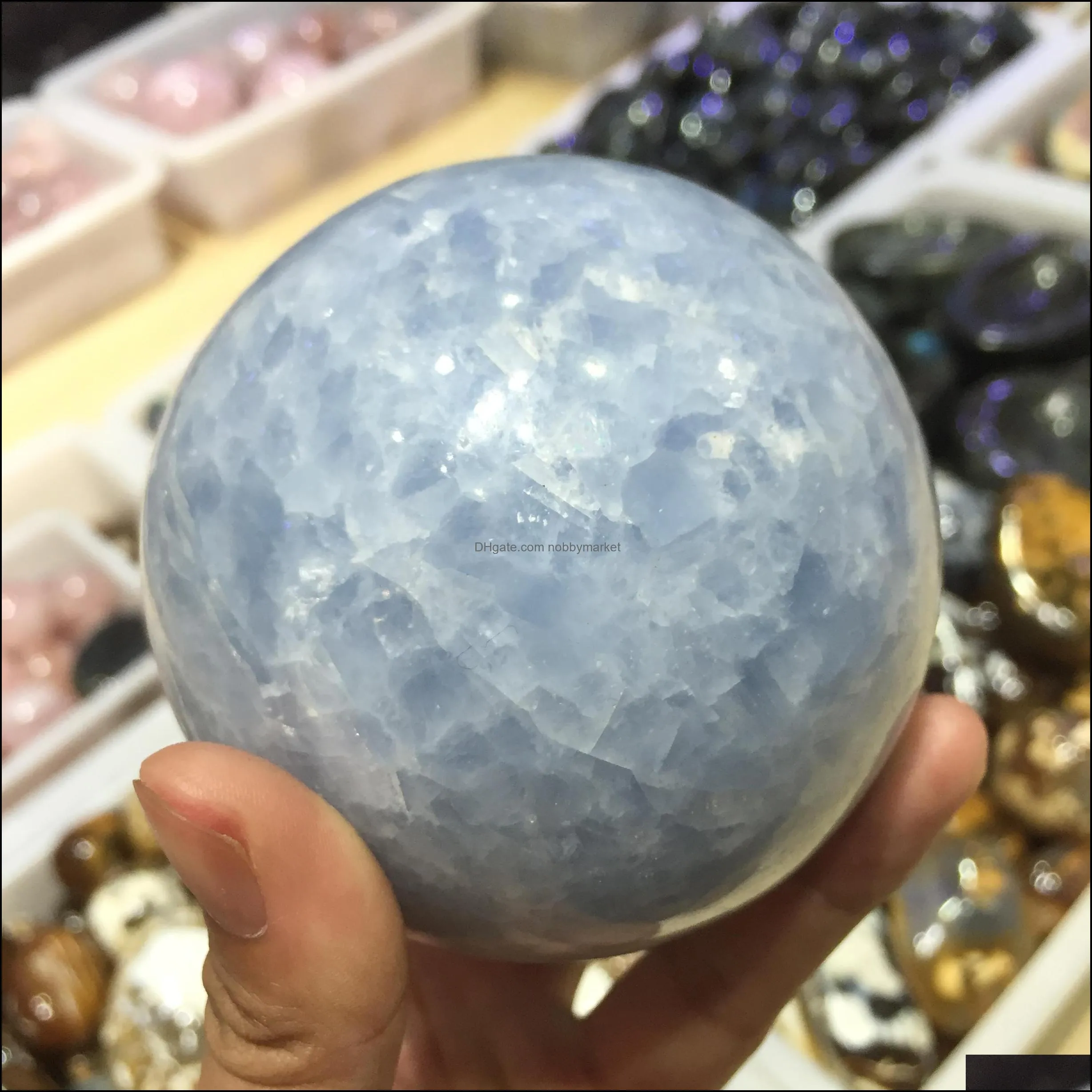 Natural Celestite Quartz Crystal Sphere Ball Healing 100% Natural Crystal By Handwork