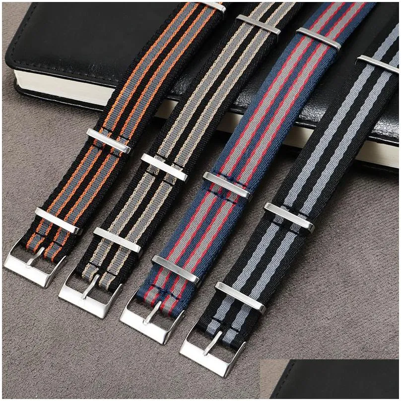 Watch Bands Nylon Canvas Strap 20Mm For Nato Band 304 Stainless Steel Buckle Men Replacement Bracelet Accessories 240116 Drop Deliver Dhvar