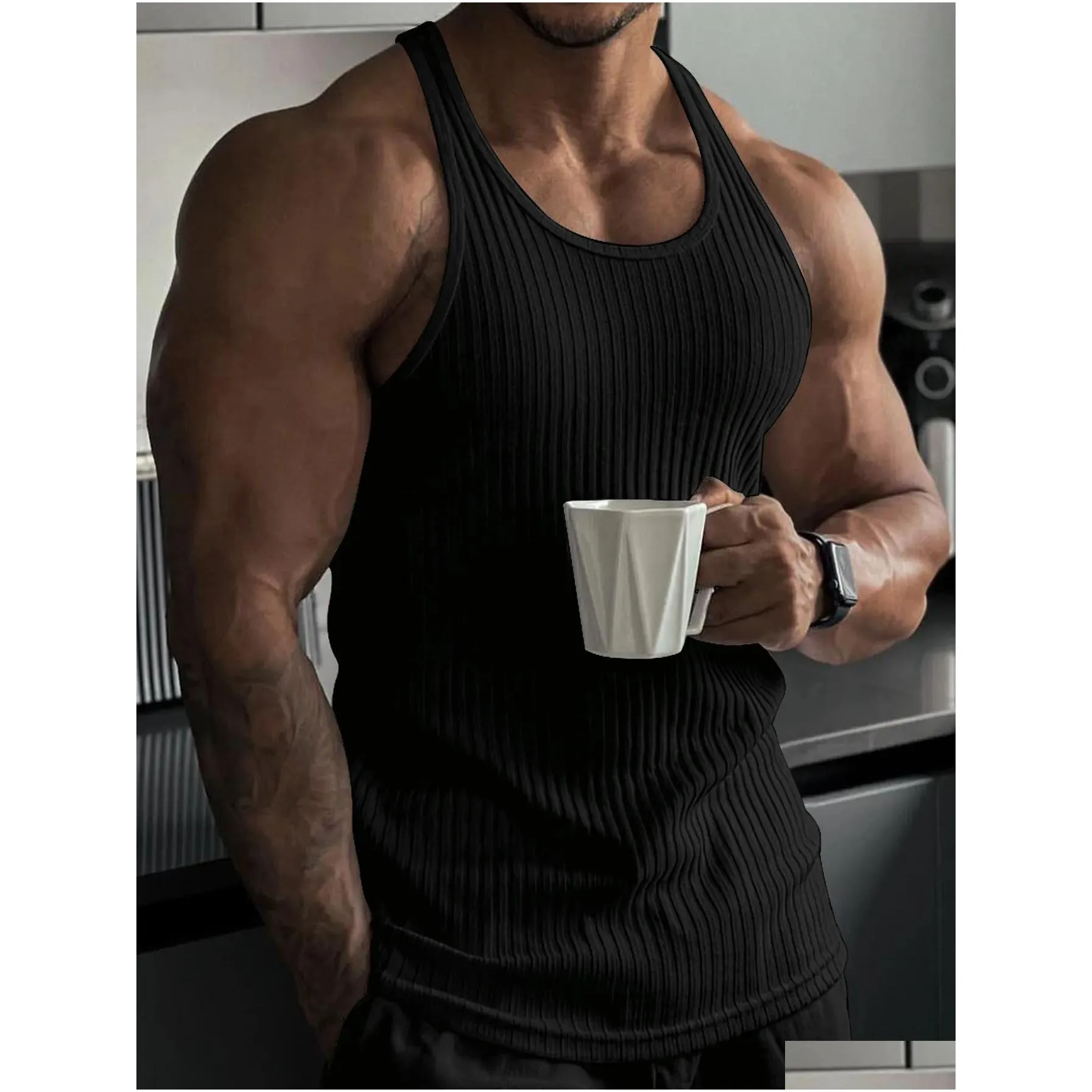 Men`S Tank Tops Mens Shirt Gym Top Sports Clothing Vest Sleeveless Canotte Casual Ropa Hombre Man Clothes 230531 Drop Delivery Appare Dhu1A