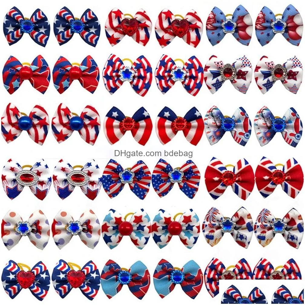 jackets 50pcs 4th of july independence days dog cat bowties pet collars puppy small dog bows pet tie grooming accessories supplie