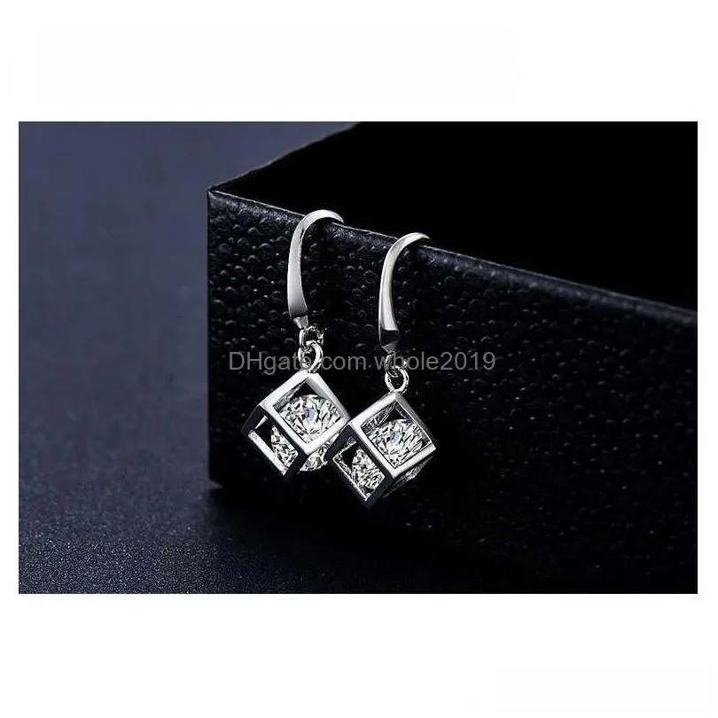 Pendant Necklaces 925 Sterling Sier Color Earrings Jewelry Sets Cubic Zircon Women Girls Engagement Anniversary Accessory Drop Delive Dhwrf