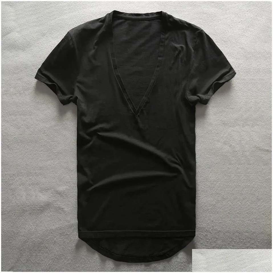 Men`S T-Shirts Mens Zecmos Deep V Neck T-Shirt Men Plain V-Neck T Shirts For Fashion Compression Top Tees Male Fathers Day Gifts 23060 Dh1Gw