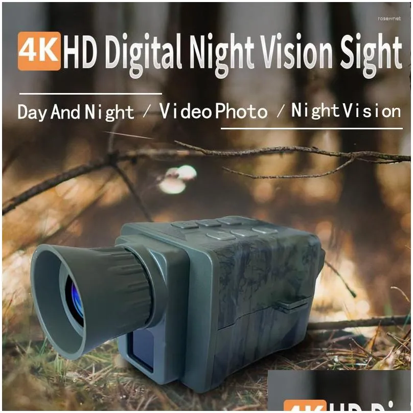 Night Vision Monocular Infrared Device 5X Digital Zoom 4K 36MP HD Po Video Playback 200M For Hunting Camping