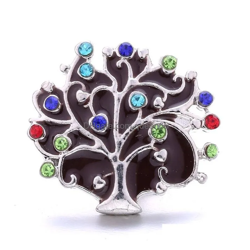 Clasps & Hooks Healing Rhinestone Chunk Tree 18Mm Snap Button Zircon Charms Bk For Snaps Diy Jewelry Findings Suppliers Gift Drop Deli Dht0O