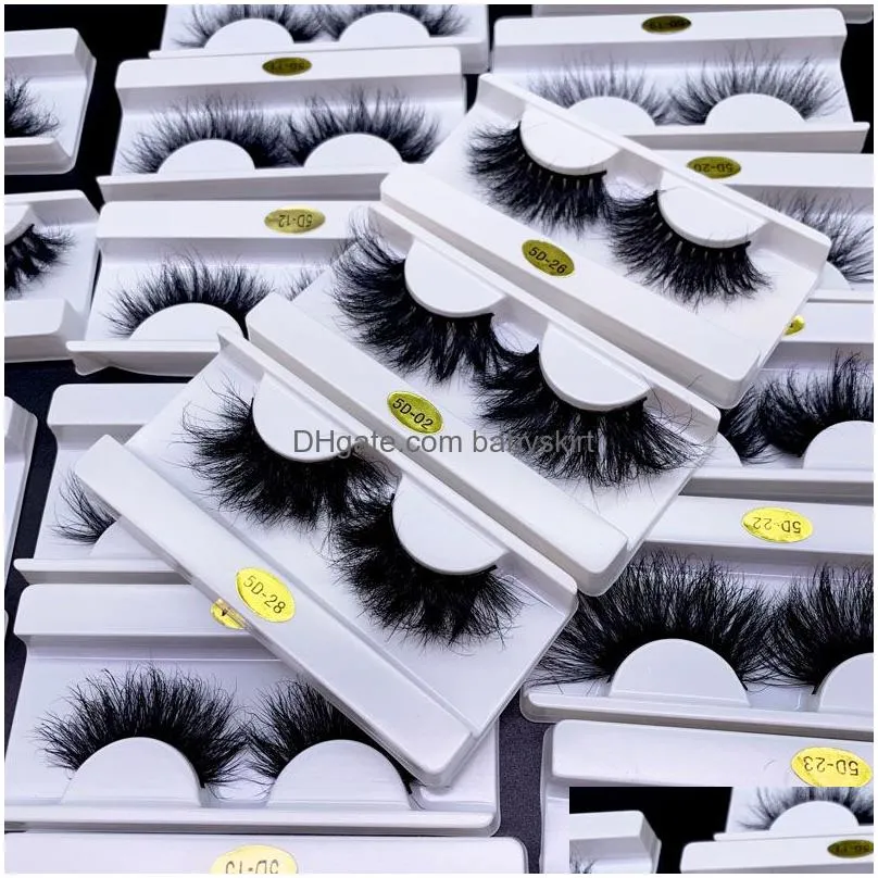 False Eyelashes Luxury 25Mm Mink Lashes Long 3D 5D Soft Messy Fluffy Eyelash Makeup Natural Dramatic Crossed Thick Volumn Maquiagem Dr Dh4R6