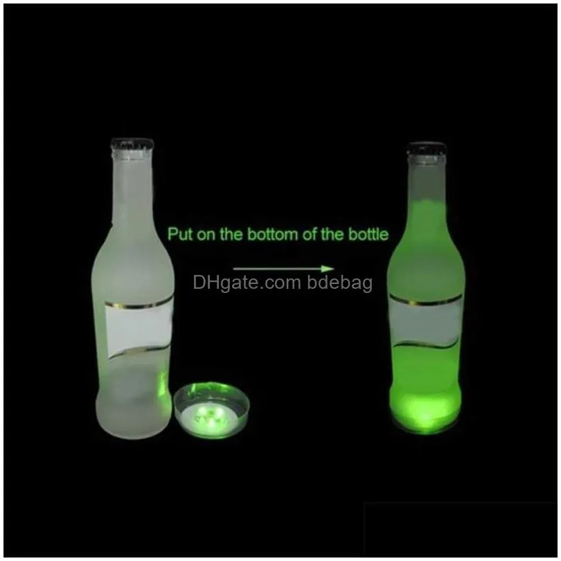  6/1pcs led luminous coasters sticker liquor bottle drink luminous cup mat for wedding party table decoration kitchen accessories